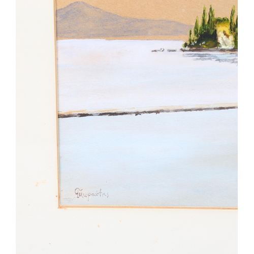 699 - A view of Corfu, early 20th century watercolour, indistinctly signed, 30cm x 45cm, framed