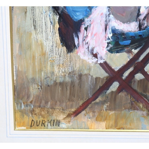 700 - Contemporary study of a woman and child, oil on board, signed Durkin, 45cm x 45cm, framed