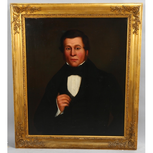 703 - 19th century British School, portrait of a gentleman, oil on canvas, unsigned, 76cm x 62cm, framed