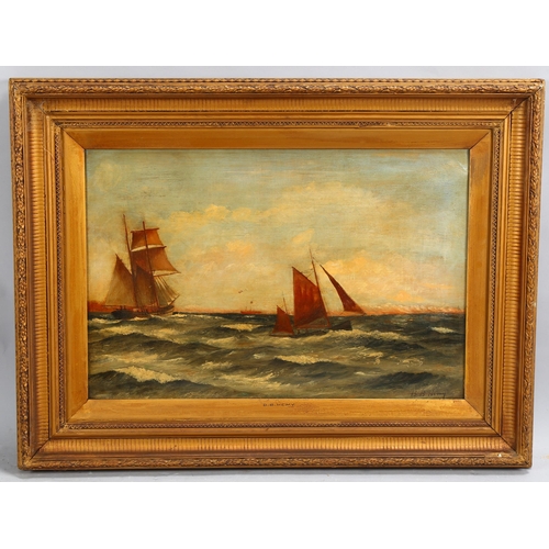 705 - B B Hemy, shipping off the coast, oil on canvas, signed, 38cm x 56cm, framed