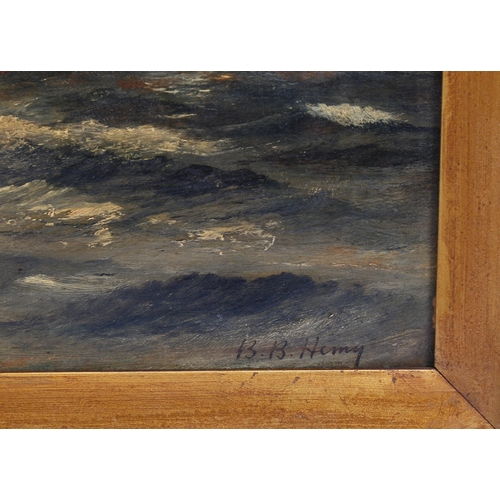 705 - B B Hemy, shipping off the coast, oil on canvas, signed, 38cm x 56cm, framed