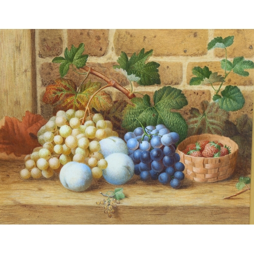 706 - J Clapham, still life study fruit, watercolour, signed, 41cm x 52cm, framed