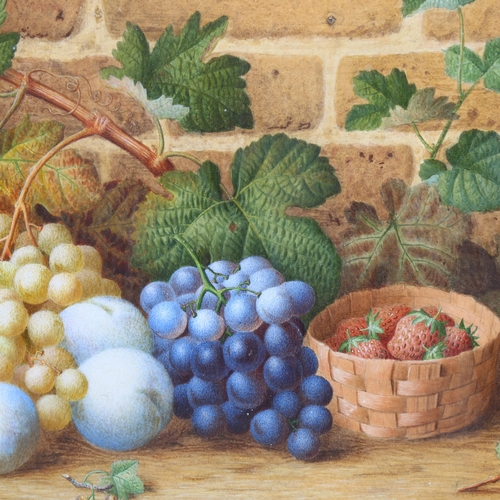 706 - J Clapham, still life study fruit, watercolour, signed, 41cm x 52cm, framed