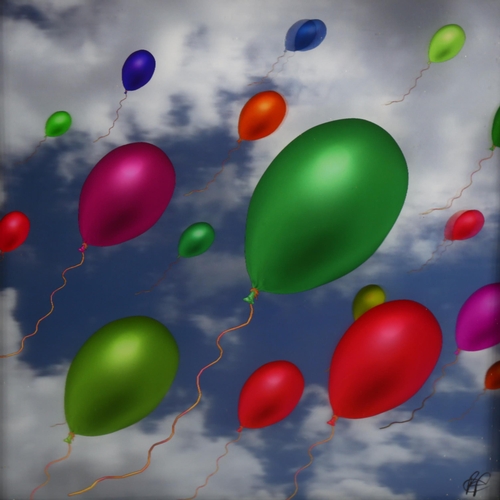 711 - Richard Counsell, pair of lenticular 3-D digital artworks, summer days, and balloons, overall frame ... 