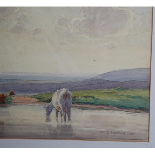 718 - Felix Andrews, the Dew Pond South Downs, watercolour, signed and dated 1922, 35cm x 48cm, framed