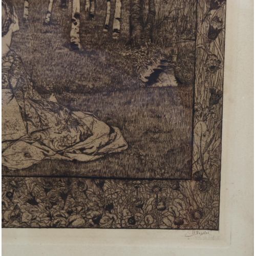 723 - WITHDRAWN - Heinrich Vogeler, Frueling, etching, NOT signed in pencil, signed in the plate, image 33... 