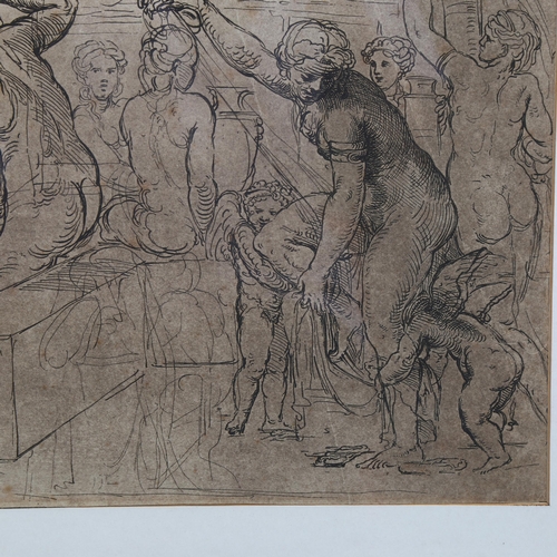 724 - **DESCRIPTION AMENDMENT** Old Master style *etching/aquatint* Classical sketch, unsigned, 24cm x 40c... 