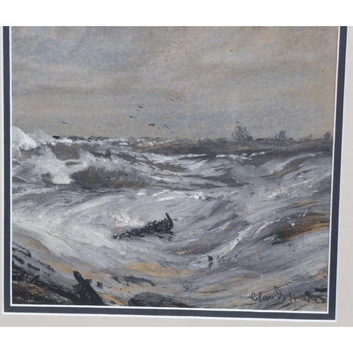 739 - Claude Hulk, pair of watercolours, storm off Ilfracombe Devon, signed, 34cm x 23cm, framed