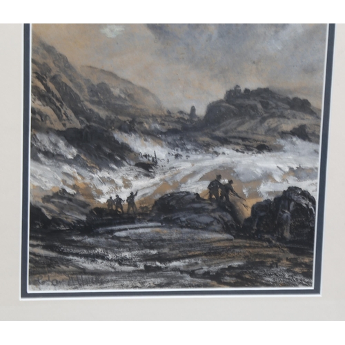 739 - Claude Hulk, pair of watercolours, storm off Ilfracombe Devon, signed, 34cm x 23cm, framed