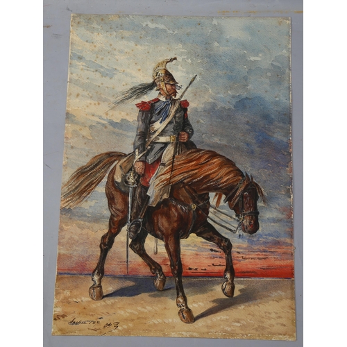 740 - 19th century French School, portrait of a Franco Prussian War Cavalry Officer, dated 1871, 51cm x 36... 