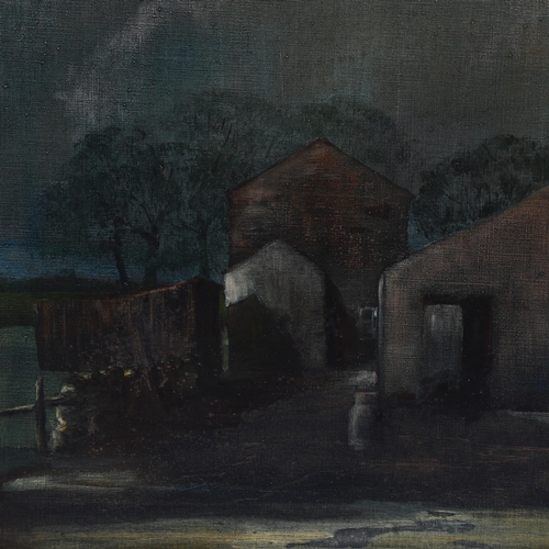 741 - T W Rothwell, farm scene by moonlight, oil on canvas, signed and dated 1974, 50cm x 60cm, framed