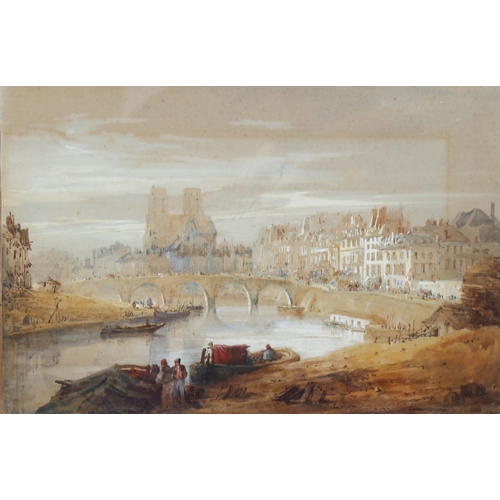 744 - Lady Amelia Farnborough, view towards Notre-Dame Paris, signed, 18cm x 26cm, framed