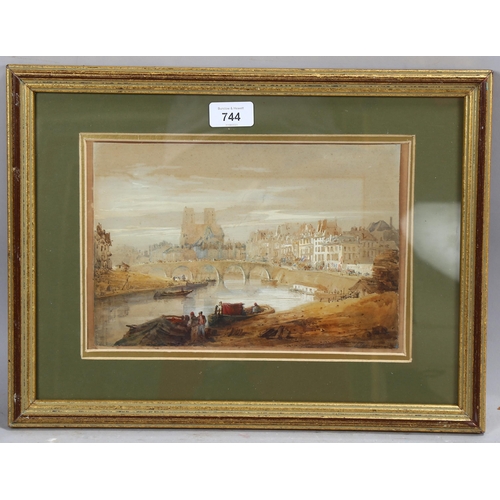 744 - Lady Amelia Farnborough, view towards Notre-Dame Paris, signed, 18cm x 26cm, framed