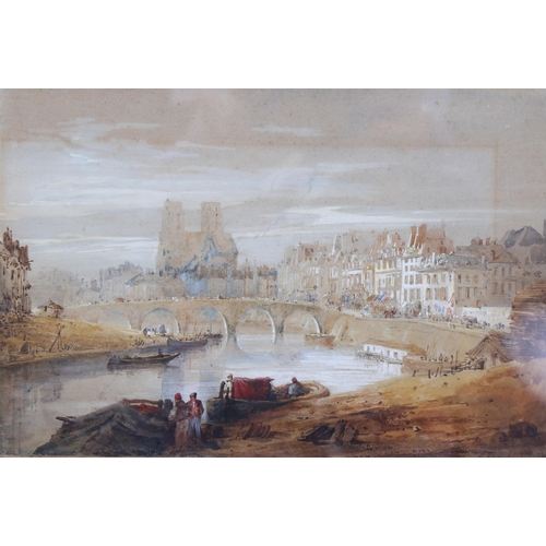 744 - Lady Amelia Farnborough, view towards Notre-Dame Paris, signed, 18cm x 26cm, framed