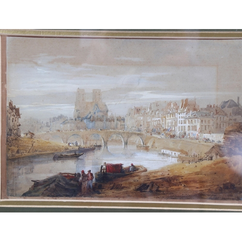 744 - Lady Amelia Farnborough, view towards Notre-Dame Paris, signed, 18cm x 26cm, framed