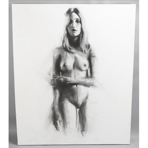 758 - R Lochart, nude life study, oil on canvas, signed, 120cm x 100cm, unframed