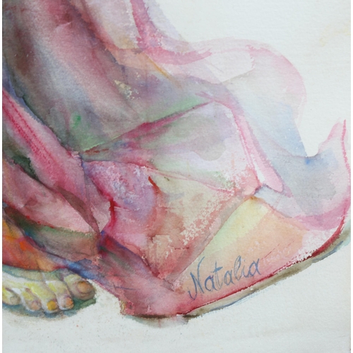 759 - N Palamarchuk (Ukrainian), large format nude life study, watercolour on handmade paper, overall fram... 