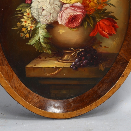 760 - Contemporary Dutch style still life flower study, oil on board, unsigned, walnut frame, overall fram... 