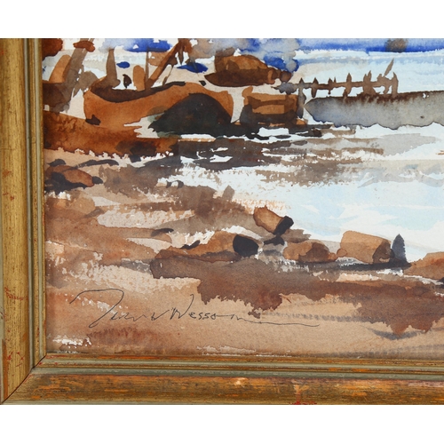 762 - Edward Wesson (1910 - 1983), sailing barges, watercolour, signed, 37cm x 52cm, framed