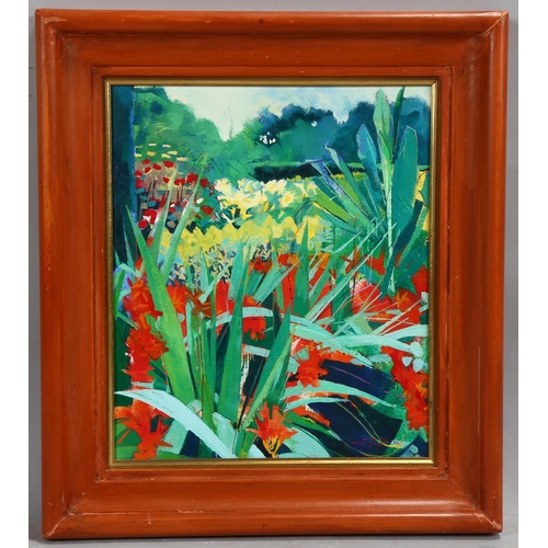 771 - Louis Turpin (born 1947), flower gardens, oil on canvas, signed and dated '02, 34cm x 28cm, framed