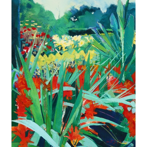 771 - Louis Turpin (born 1947), flower gardens, oil on canvas, signed and dated '02, 34cm x 28cm, framed