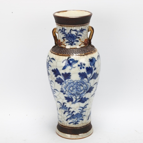 105 - A Chinese blue and white porcelain crackle glaze vase, with seal mark, height 25cm