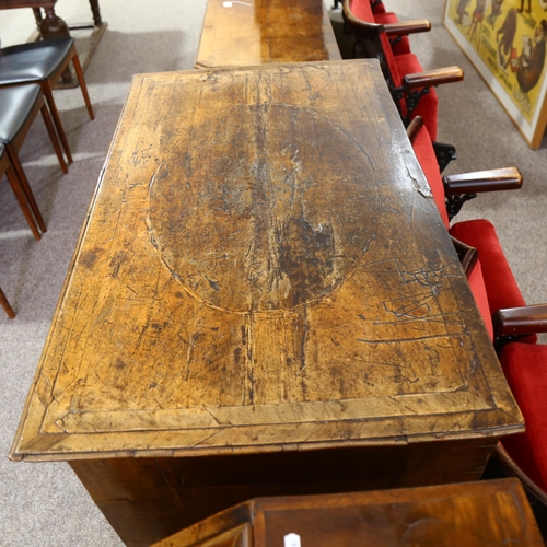 12 - A William and Mary Period walnut chest of drawers, crossbanded top above 2 short and 3 long drawers ... 