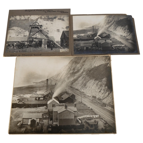 124 - 3 original photographs depicting the start of the Channel Tunnel, late 19th century, by Lambert of F... 