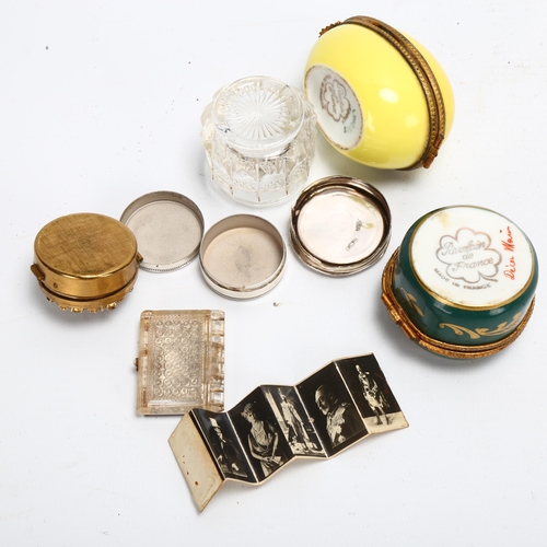 142 - A collection on trinket and pill boxes including Limoges egg (6)