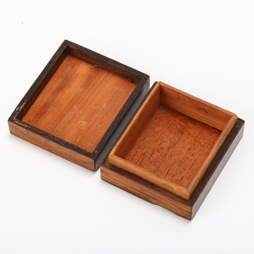 16 - A Victorian Tunbridgeware stamp box, Victoria head stamp and tessarae top, 3.5 x 3.8cm