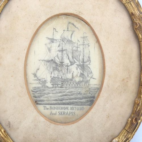 191 - A marine ivory scrimshaw picture titled 