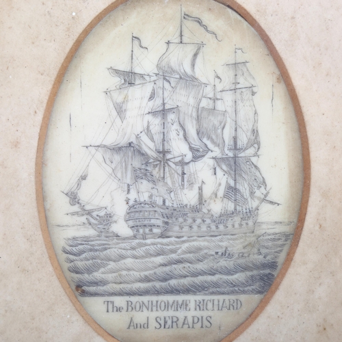 191 - A marine ivory scrimshaw picture titled 