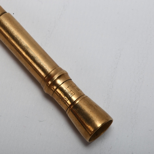 23 - A 9ct gold cigar piercer by S Mordan & Co, L&C Hardtmuth design, marked 375 and makers marks, 11.5gr... 