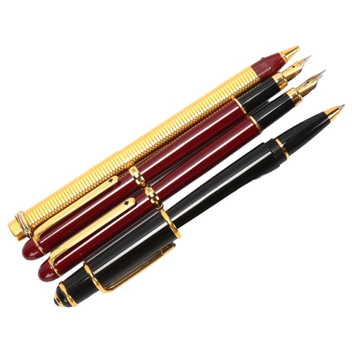 27 - A Must de Cartier black ballpoint pen, together with a Cartier gold plated pen a/f, and two Morritz ... 