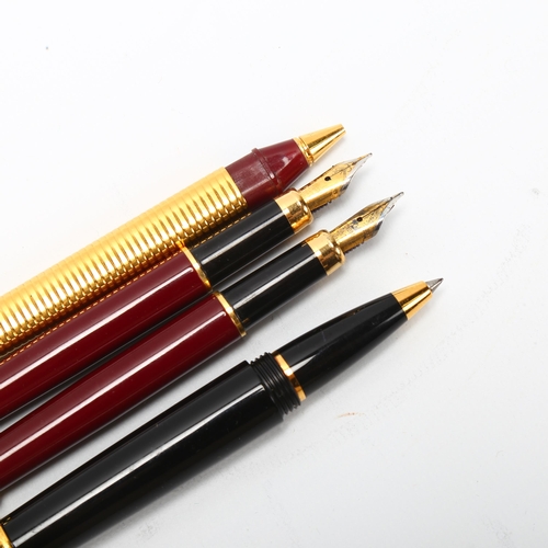 27 - A Must de Cartier black ballpoint pen, together with a Cartier gold plated pen a/f, and two Morritz ... 