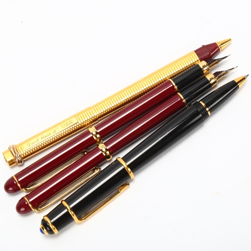 27 - A Must de Cartier black ballpoint pen, together with a Cartier gold plated pen a/f, and two Morritz ... 