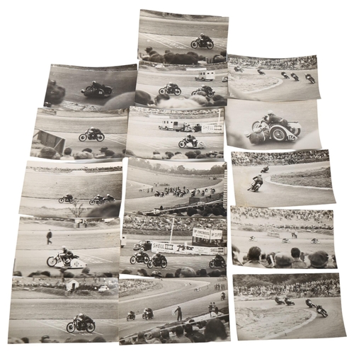 30 - MOTORSPORT INTEREST - a collection of 16 original Motorcycle racing photographs dated 2 Oct 1955, po... 