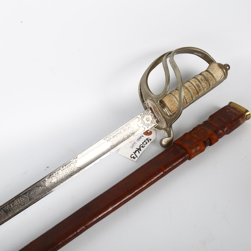 33 - A Royal Artillery Officers sword, engraved on blade 