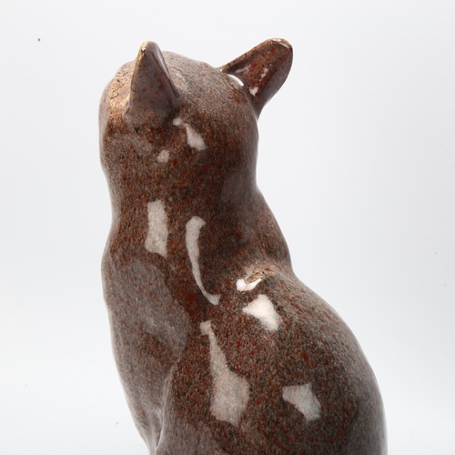 48 - An art deco ceramic cat with mottled glaze, makers stamps to base Marcel Guilliard, Editions Etling,... 