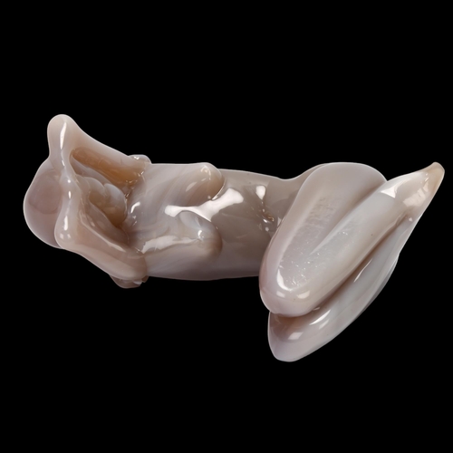 53 - Loredano Rosin, Murano, Italy, a glass sculpture of a nude woman, signed on leg, length 33cm