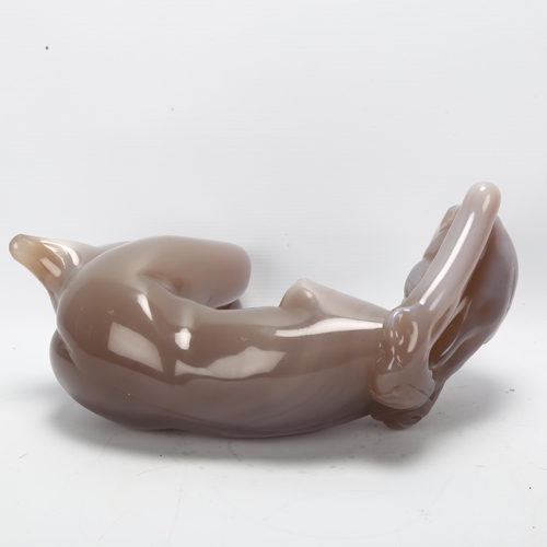 53 - Loredano Rosin, Murano, Italy, a glass sculpture of a nude woman, signed on leg, length 33cm