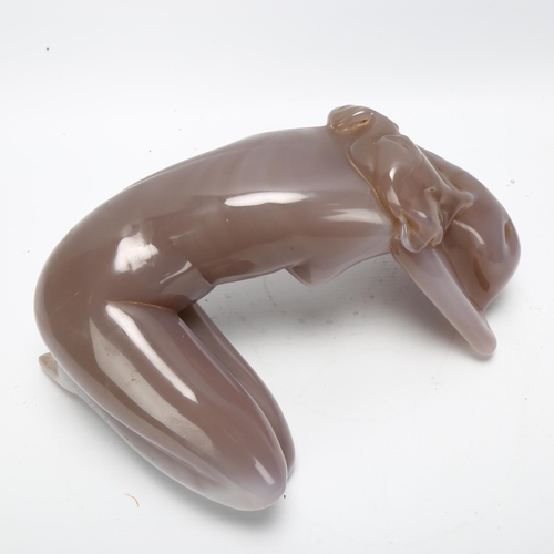 53 - Loredano Rosin, Murano, Italy, a glass sculpture of a nude woman, signed on leg, length 33cm