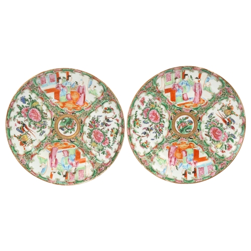 58 - 2 x 19th century famille rose porcelain plates, diameter 24cm