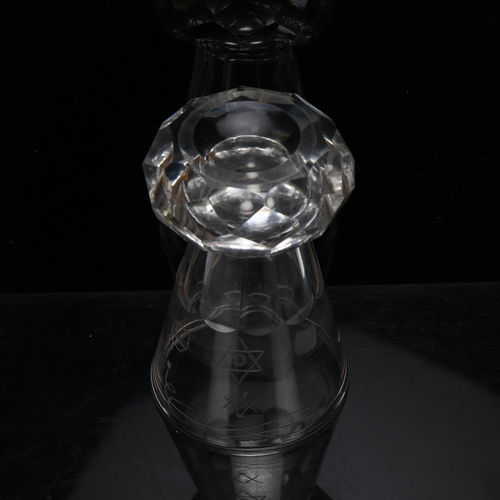 62 - A Victorian Masonic ceremonial glass with etched designs, height 10cm