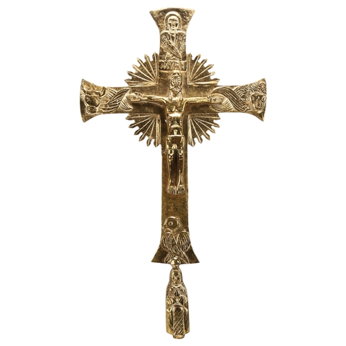 68 - A brass Coptic ceremonial cross, height 60cm