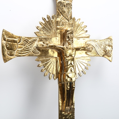 68 - A brass Coptic ceremonial cross, height 60cm