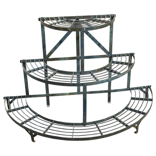 79 - A Victorian 3-tier metal plant stand, height 70cm, width 110cm, depth 56cm