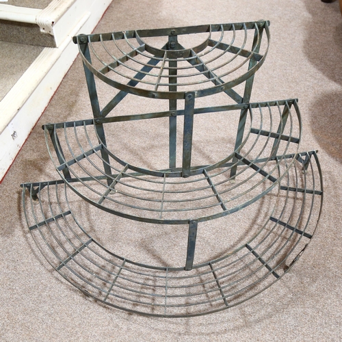 79 - A Victorian 3-tier metal plant stand, height 70cm, width 110cm, depth 56cm