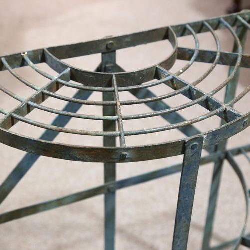 79 - A Victorian 3-tier metal plant stand, height 70cm, width 110cm, depth 56cm