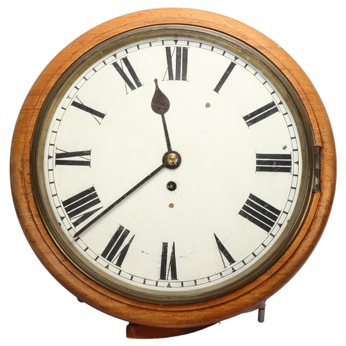 88 - A 19th century mahogany-cased 8-day dial wall clock, with painted dial and 8-day single fusee chain ... 